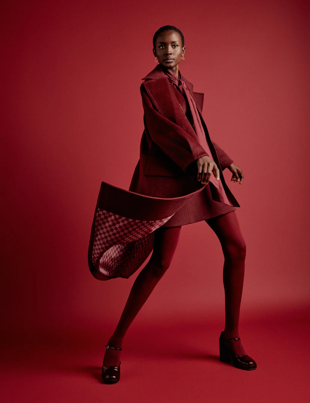 NC x Lisou Burgundy Wool Blend Tailored Longline Coat - Image 4
