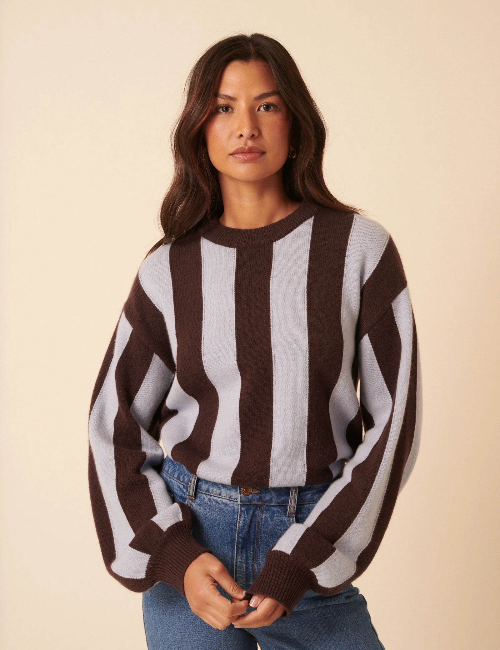 NC x TBCo Brown And Blue Striped Wool Jumper - Image 2
