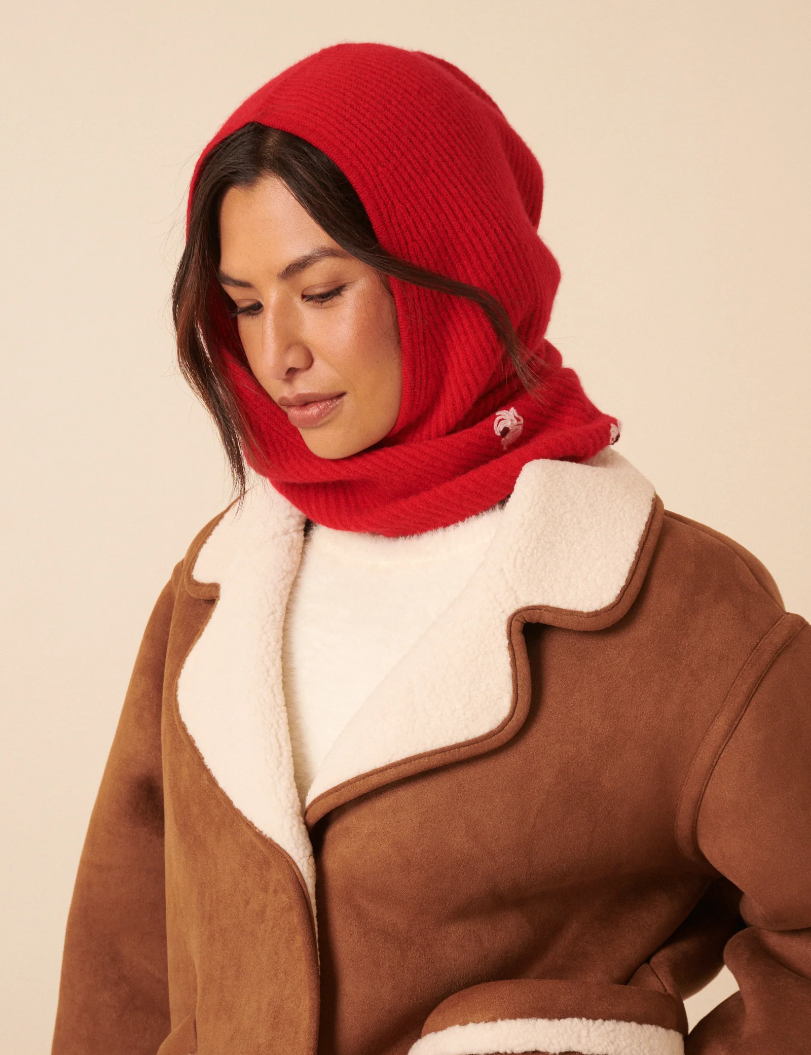 NC x TBCo Red Floral Wool Triangle Hood - Image 4
