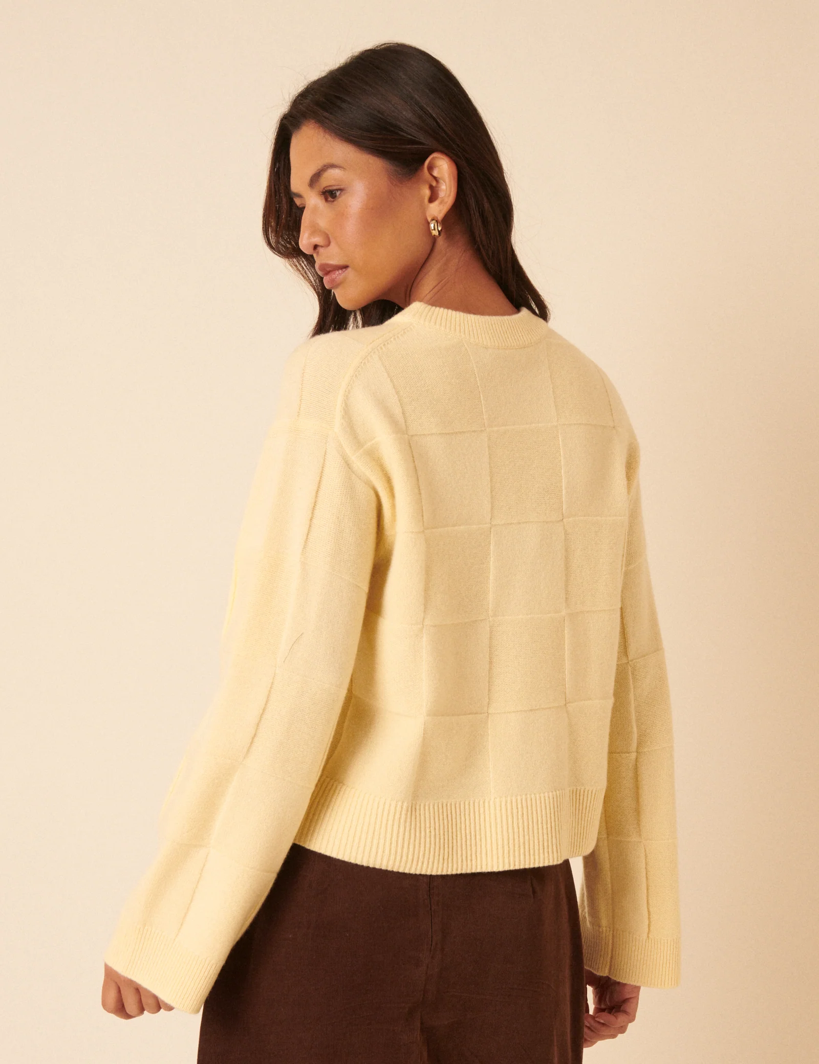 NC x TBCo Yellow Check Floral Embroidered Wool Jumper - Image 5
