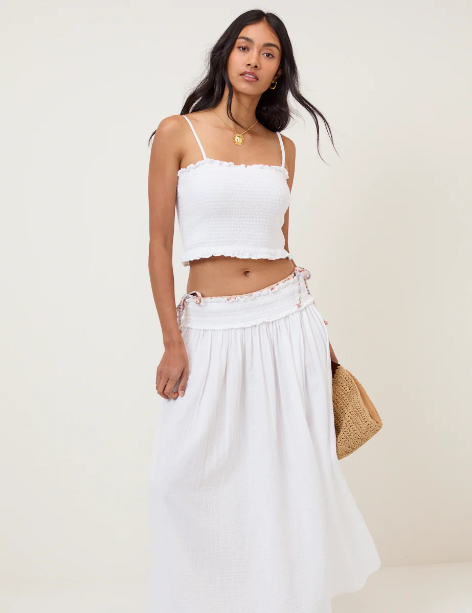 White High Waist Midi Skirt - Image 3