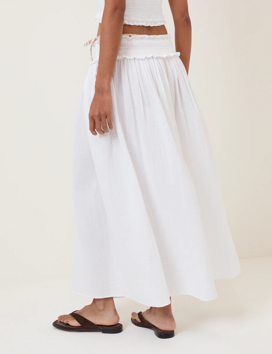 White High Waist Midi Skirt - Image 5