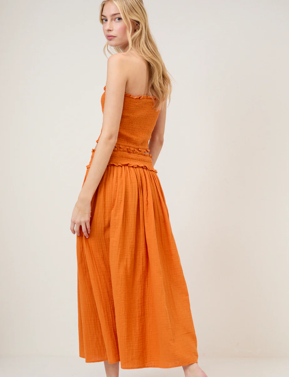Orange High Waist Midi Skirt - Image 6