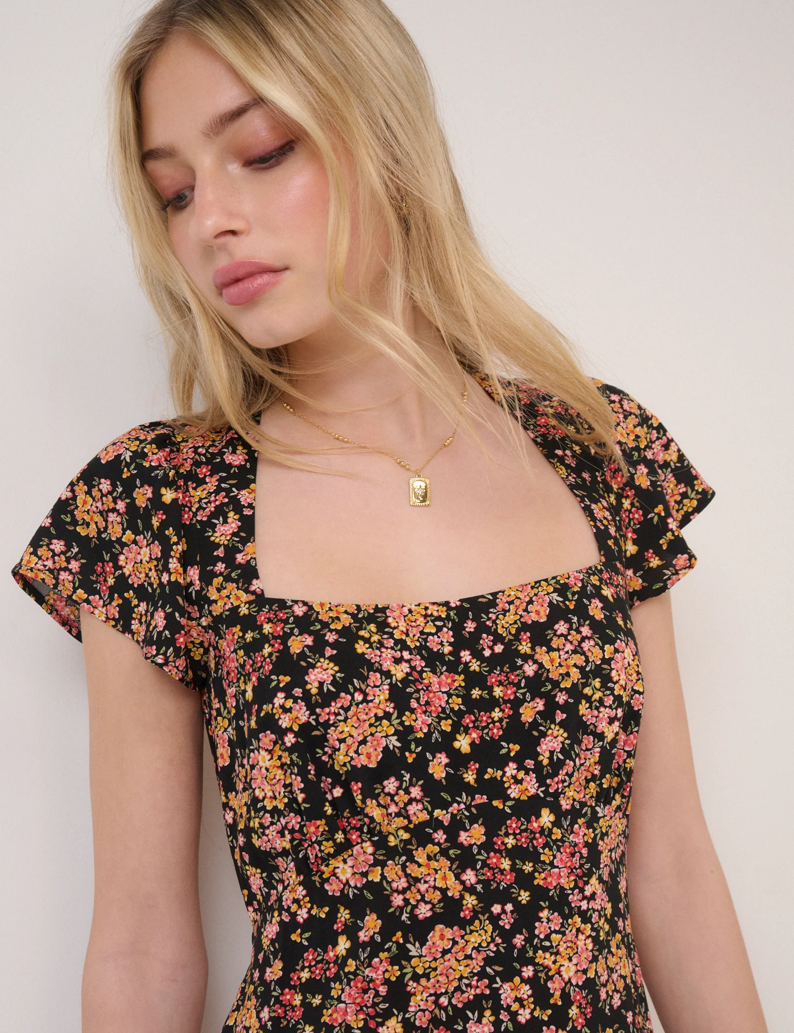 Black Floral Nora Midi Dress - Image 3