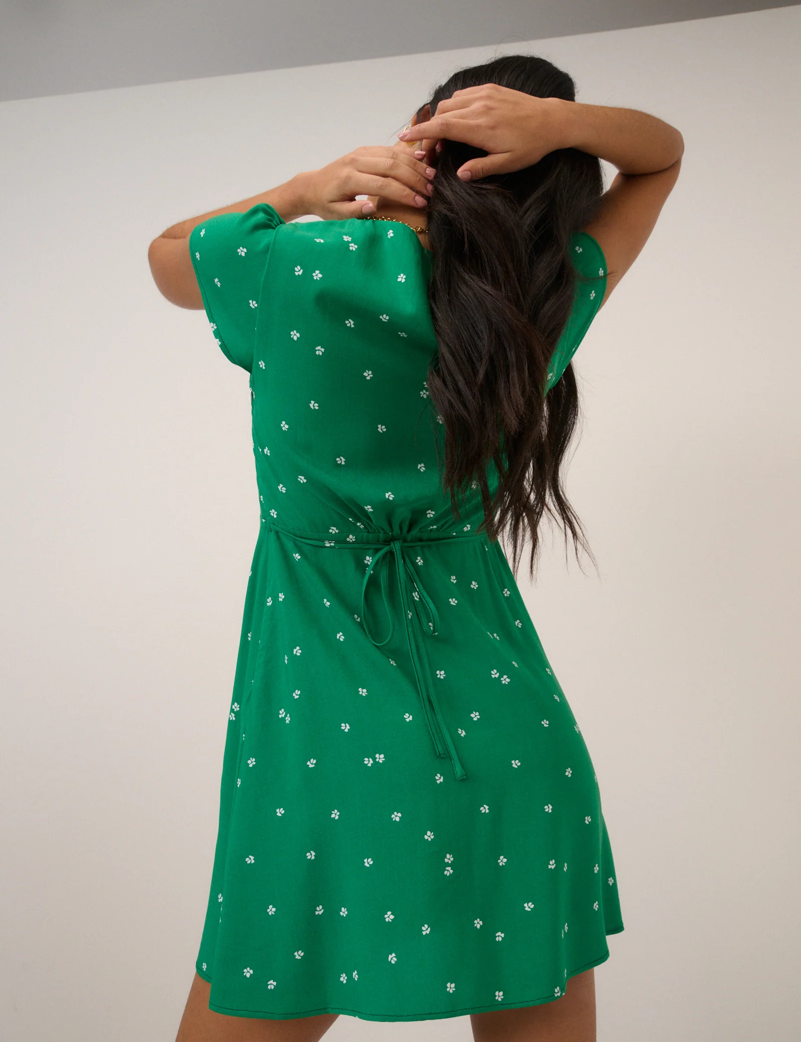 Green Ditsy Floral Nora Mini Dress - Image 5