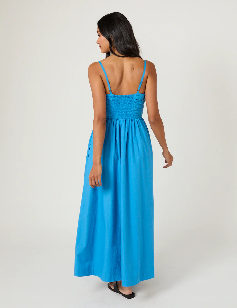 Blue Ruched Paige Midi Dress - Image 6