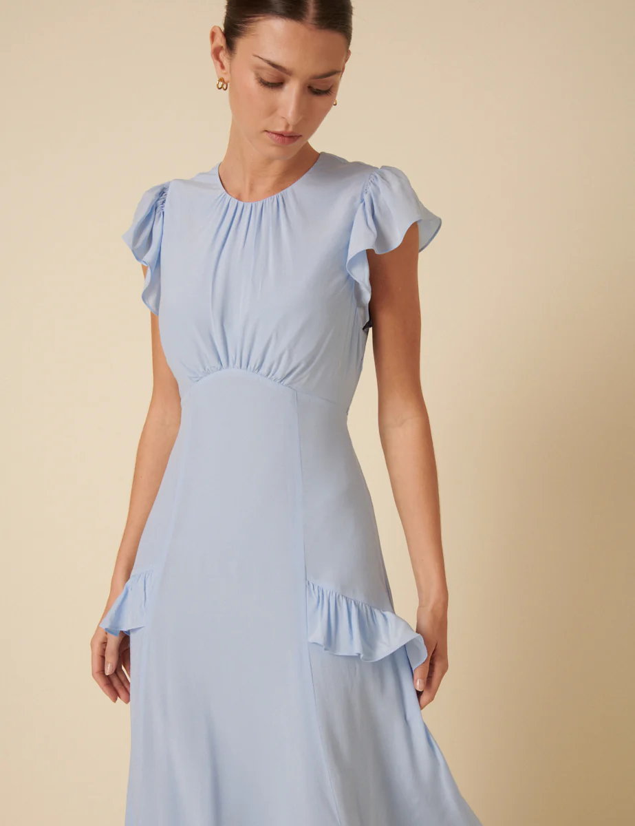 Pale Blue Ruffle Seren Midi Dress - Image 3