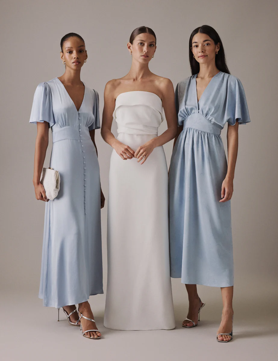 Pale Blue V Neck Midi Erin Dress - Image 4