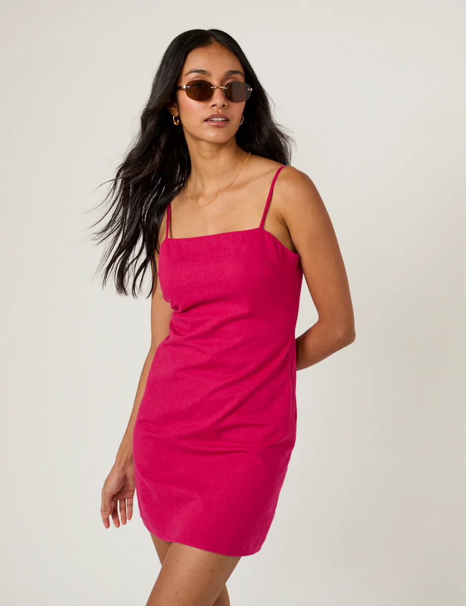 Bright Pink Palma Strappy Mini Dress - Image 4