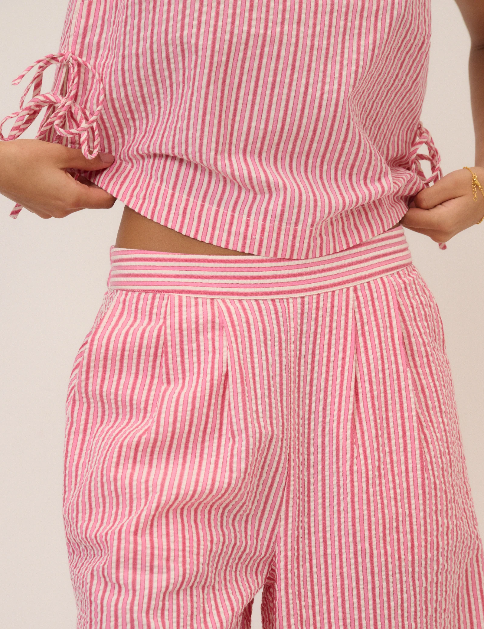 Pink Pinstripe Wide Leg Trouser - Image 3