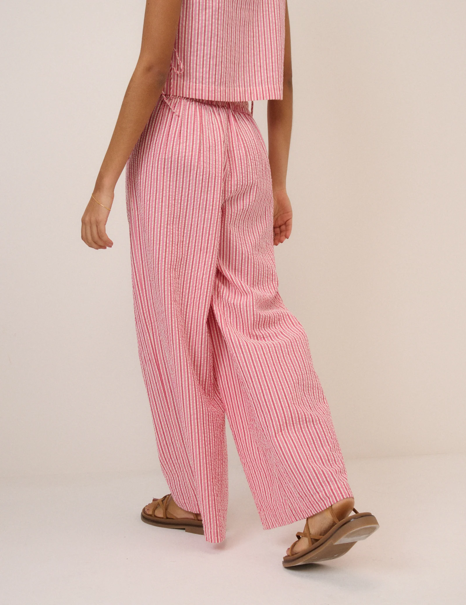 Pink Pinstripe Wide Leg Trouser - Image 6