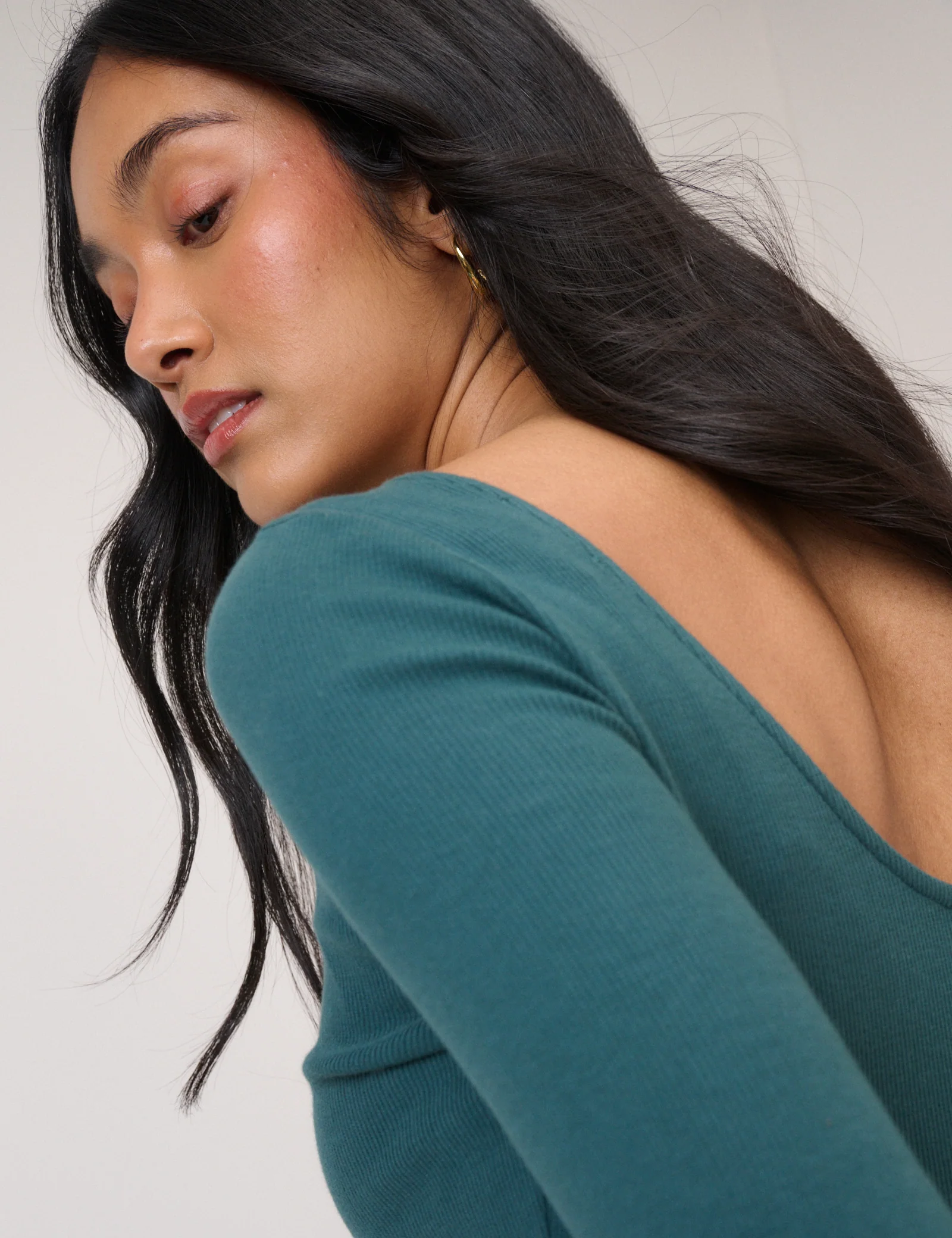 Turquoise Long Sleeve A-Line Penni Mini Dress - Image 2