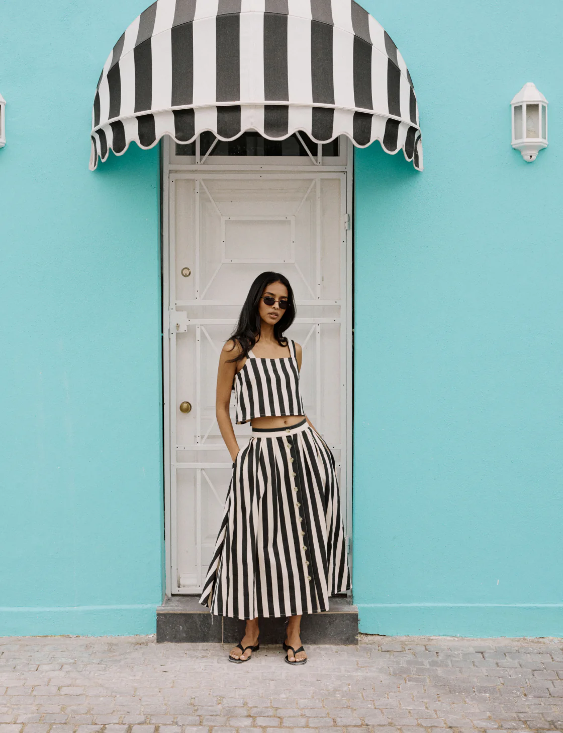 Black Striped Midi Skirt