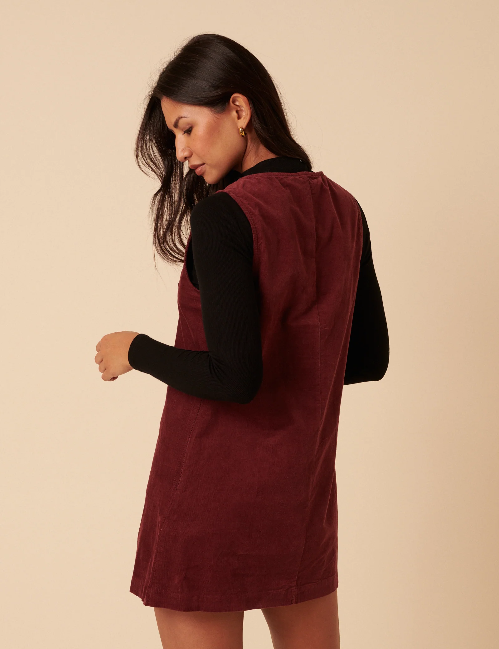 Petite Burgundy Nila Pinafore Mini Dress - Image 5