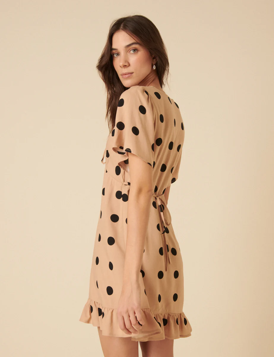Petite Cream Polka Dot Dalia Mini Dress - Image 4