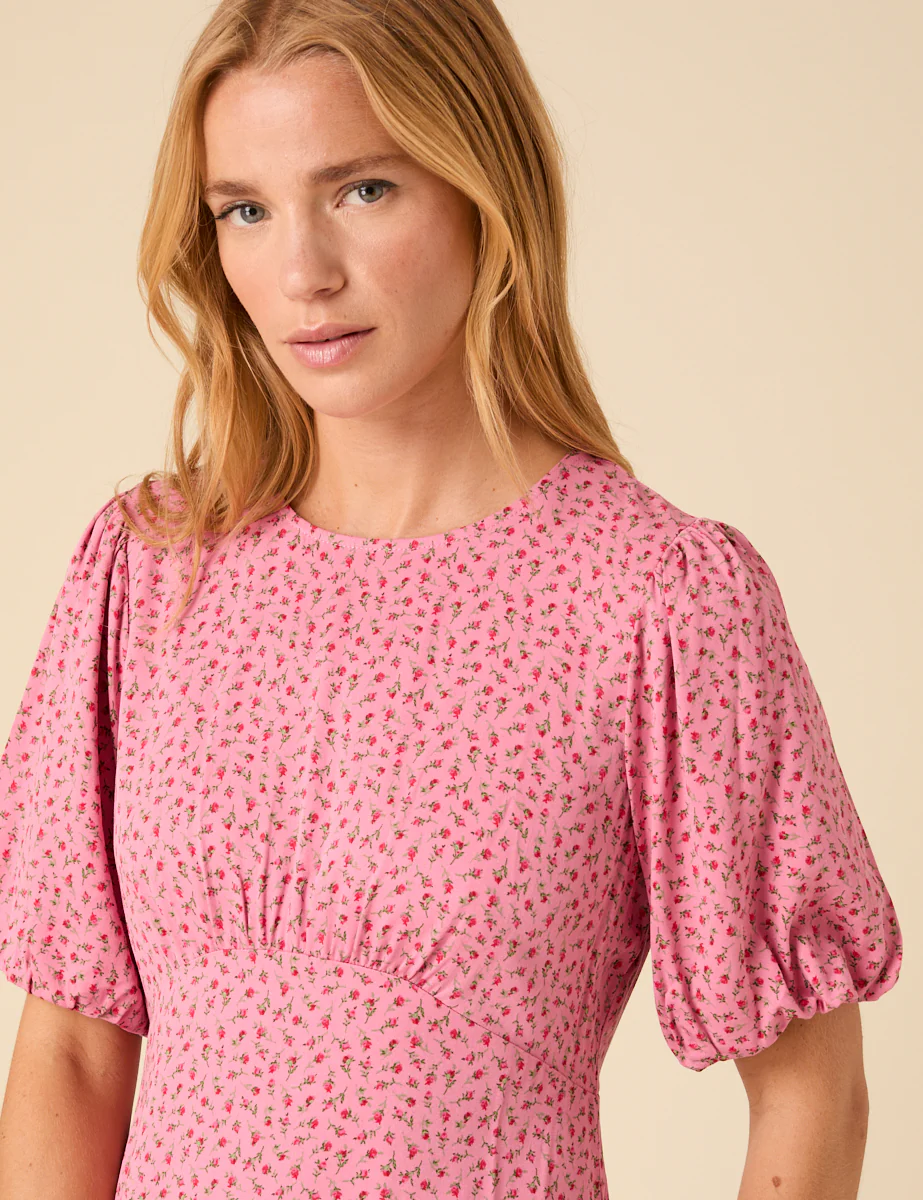 Petite Pink Ditsy Floral Benita Mini Dress - Image 2