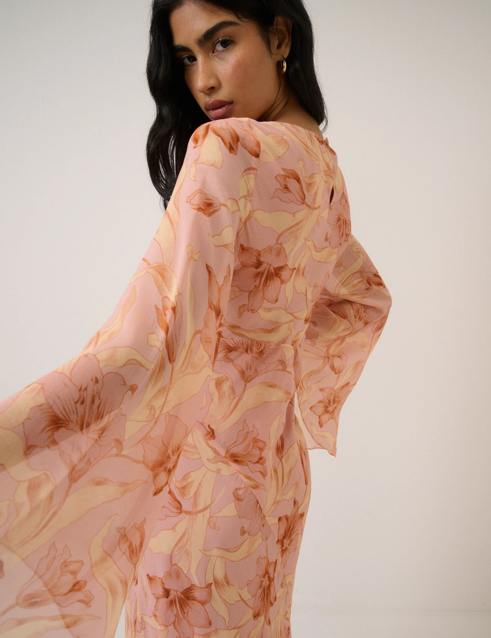Pink Floral Phoenix Midi Dress - Image 4