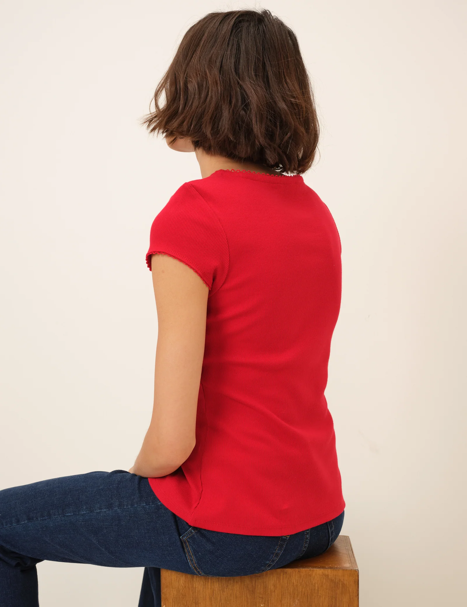 Picot Trim Cap Sleeve Top - Image 5