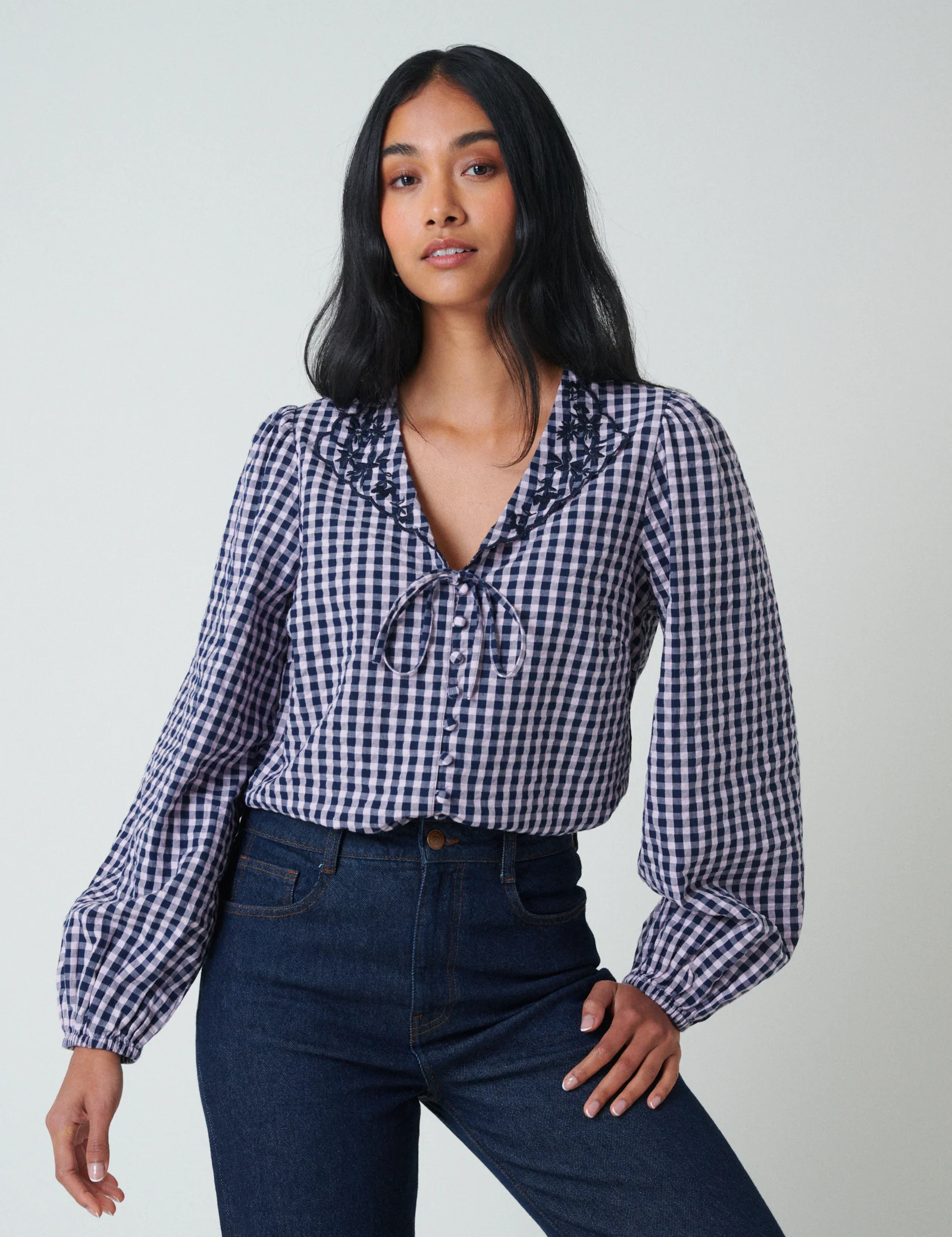 Pink And Navy Gingham Top - Image 4