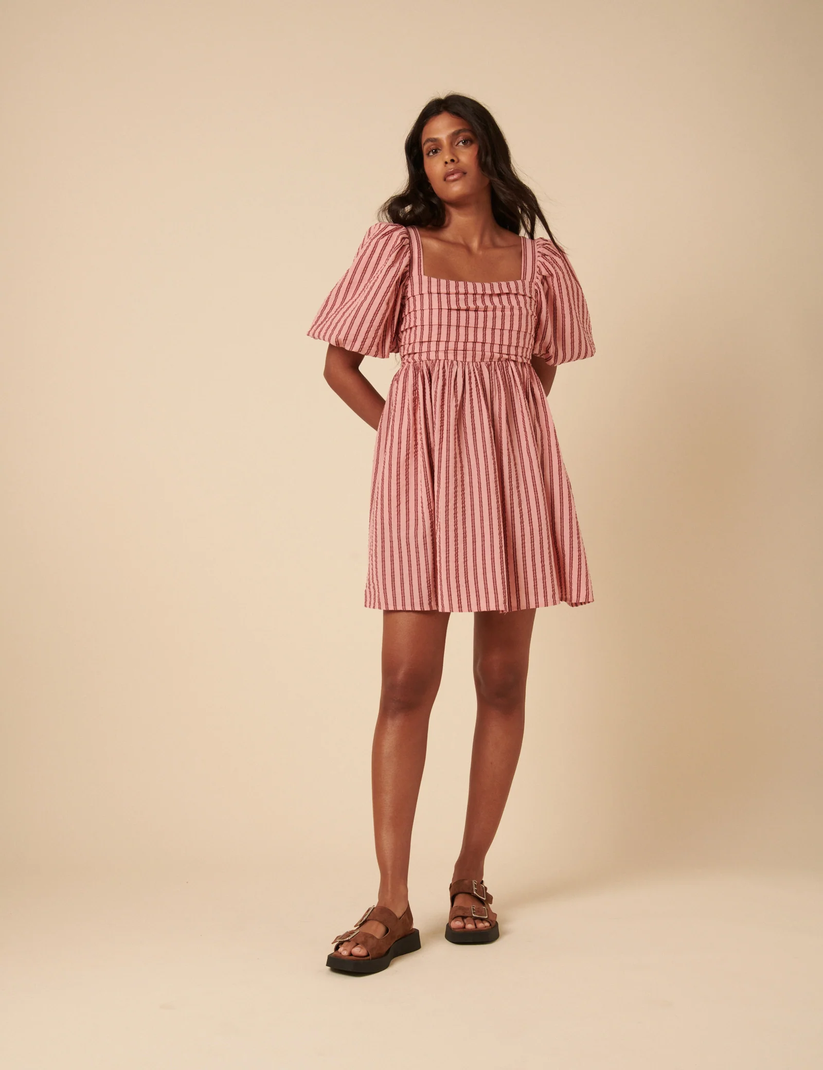 Pink And Red Striped Nova Mini Dress - Image 3