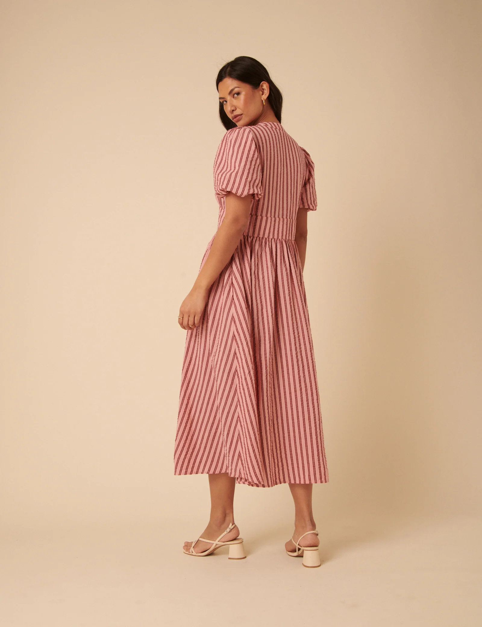 Pink And Red Striped Starlight Midi Dress - Image 5