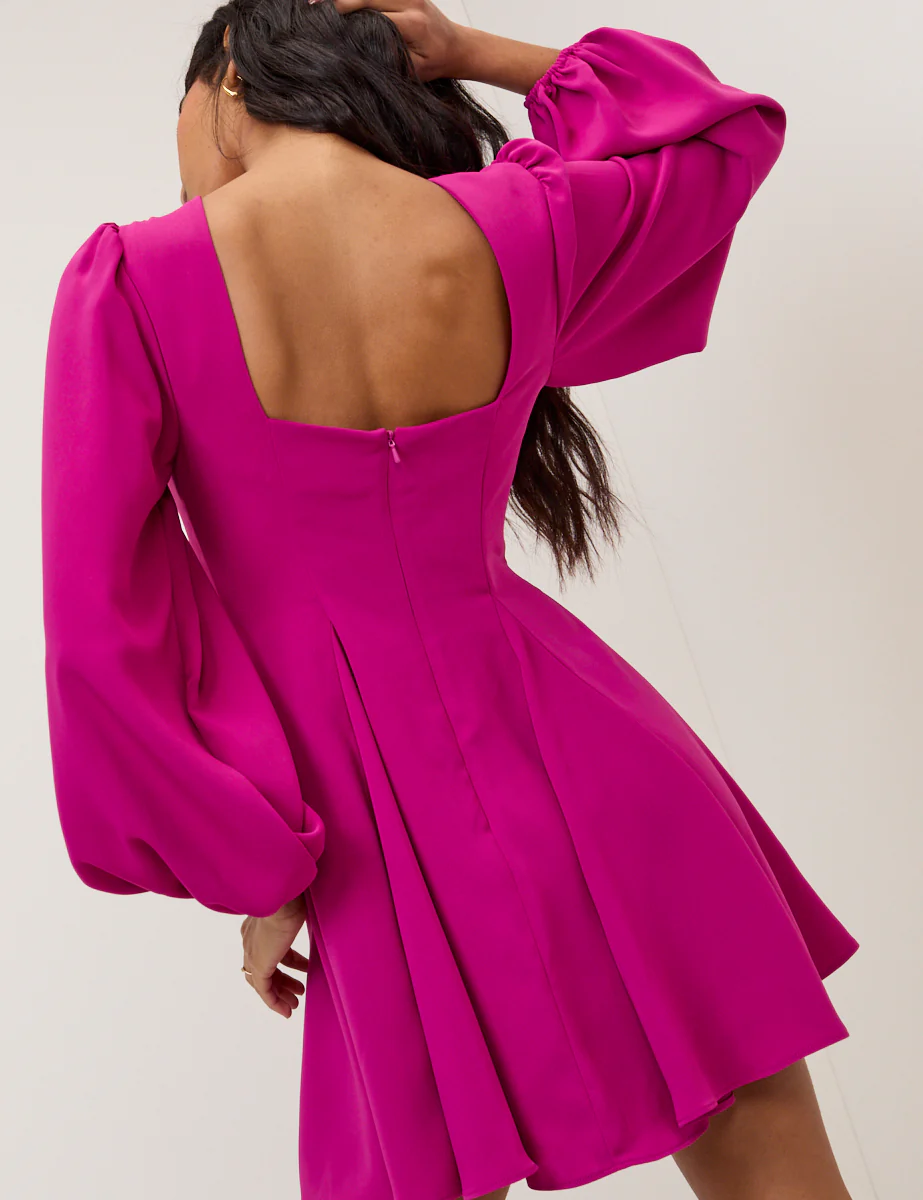 Pink Balloon Sleeve Ava Mini Dress - Image 2