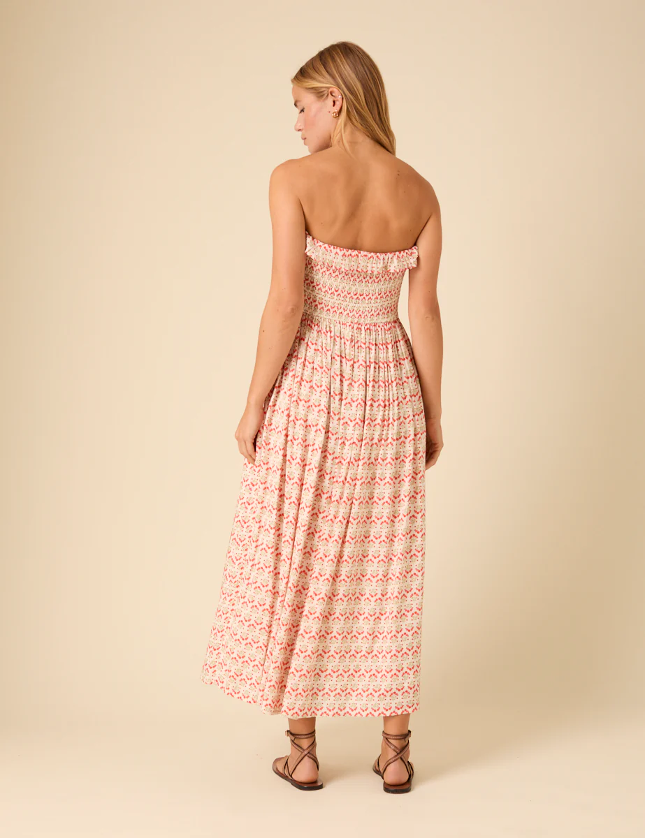 Pink Bandeau Printed Bela Midi Dress - Image 4