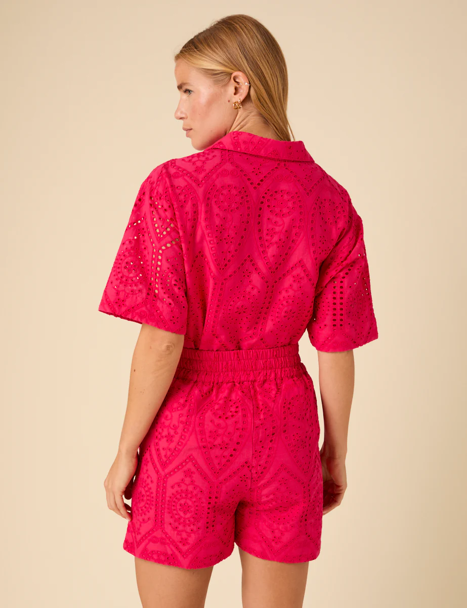 Pink Broderie Jet Shorts - Image 5