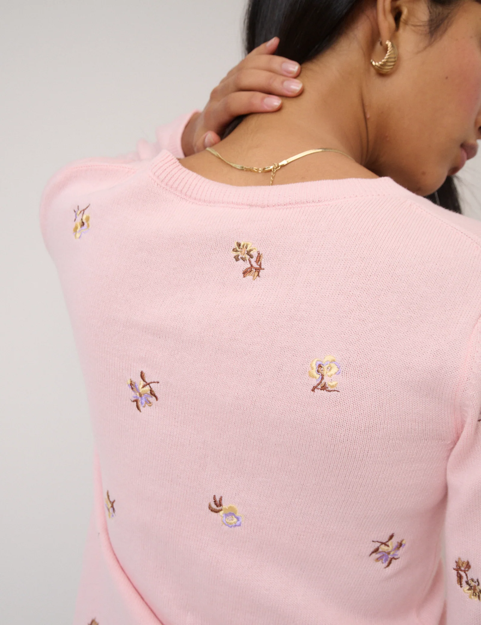 Pink Floral Embroidered Cardigan - Image 3