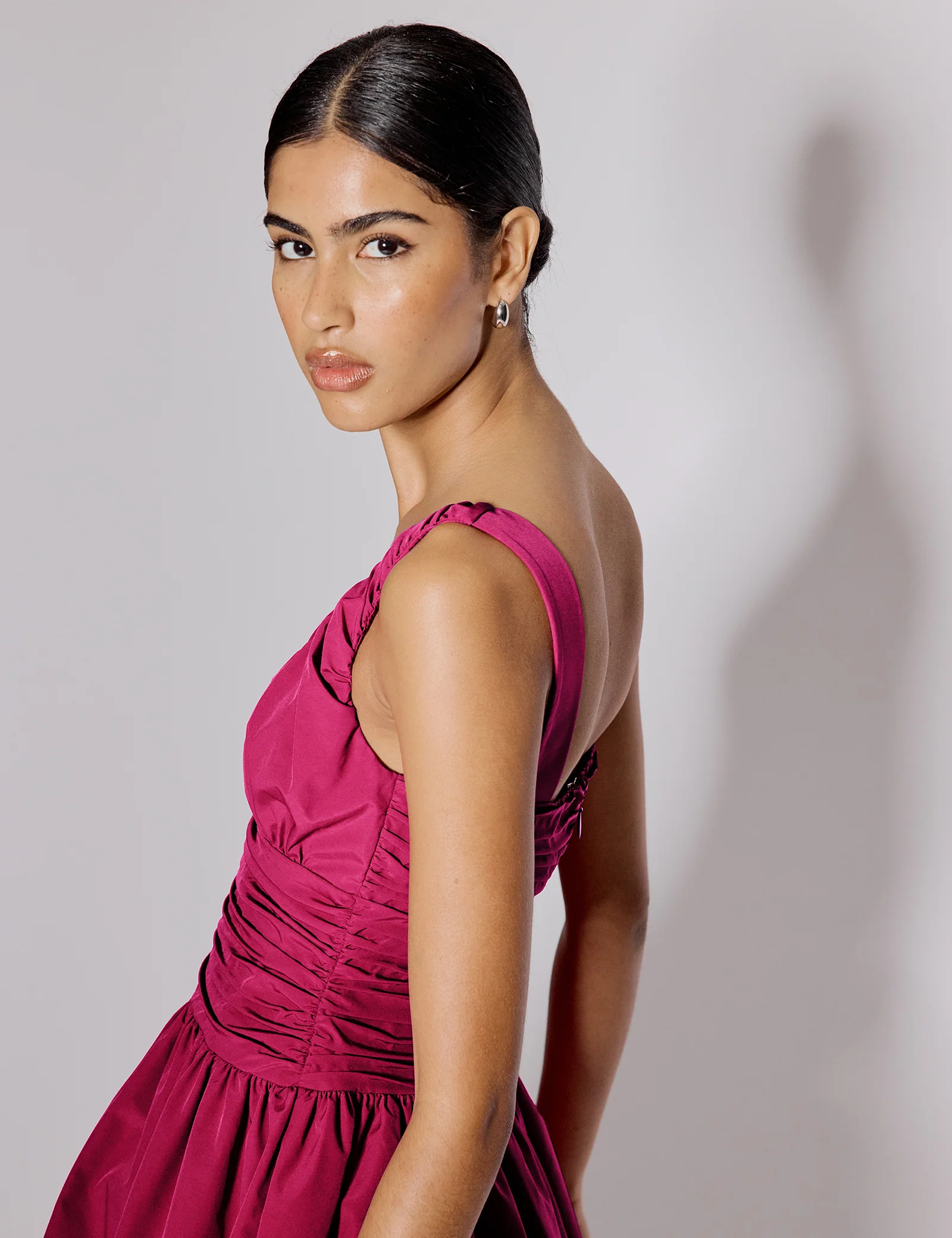 Pink Ruched Sleeveless Renee Mini Dress - Image 3