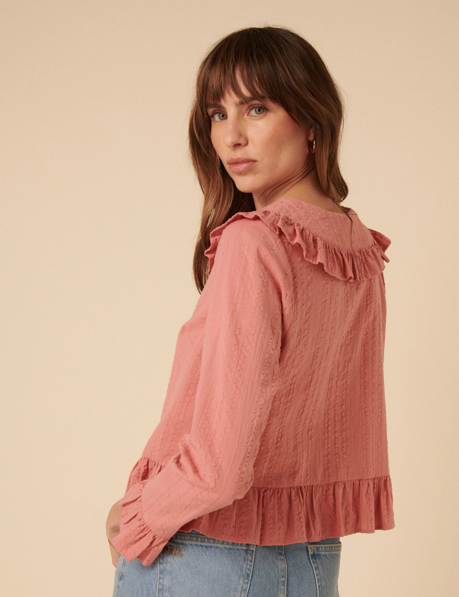 Pink Ruffle Collared Blouse - Image 5