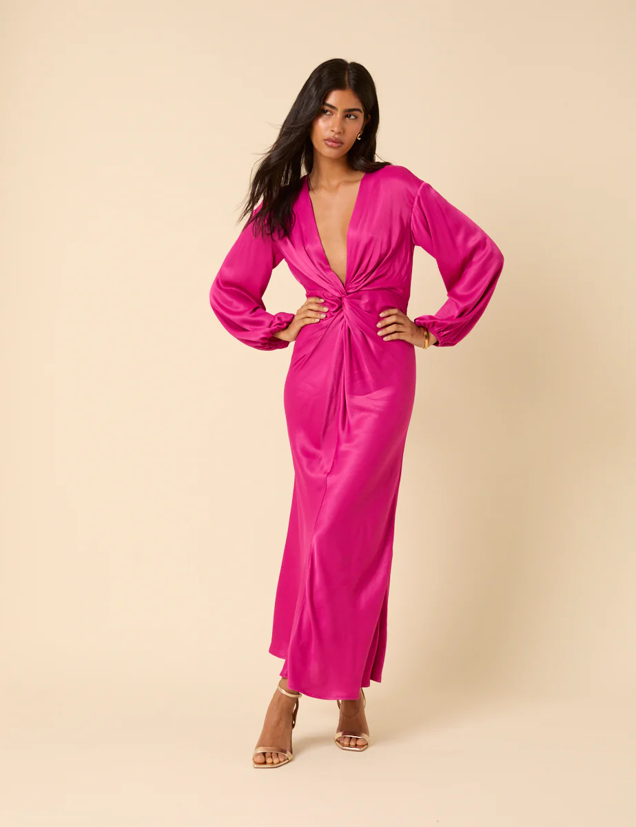 Pink Satin Adina Midaxi Dress - Image 2