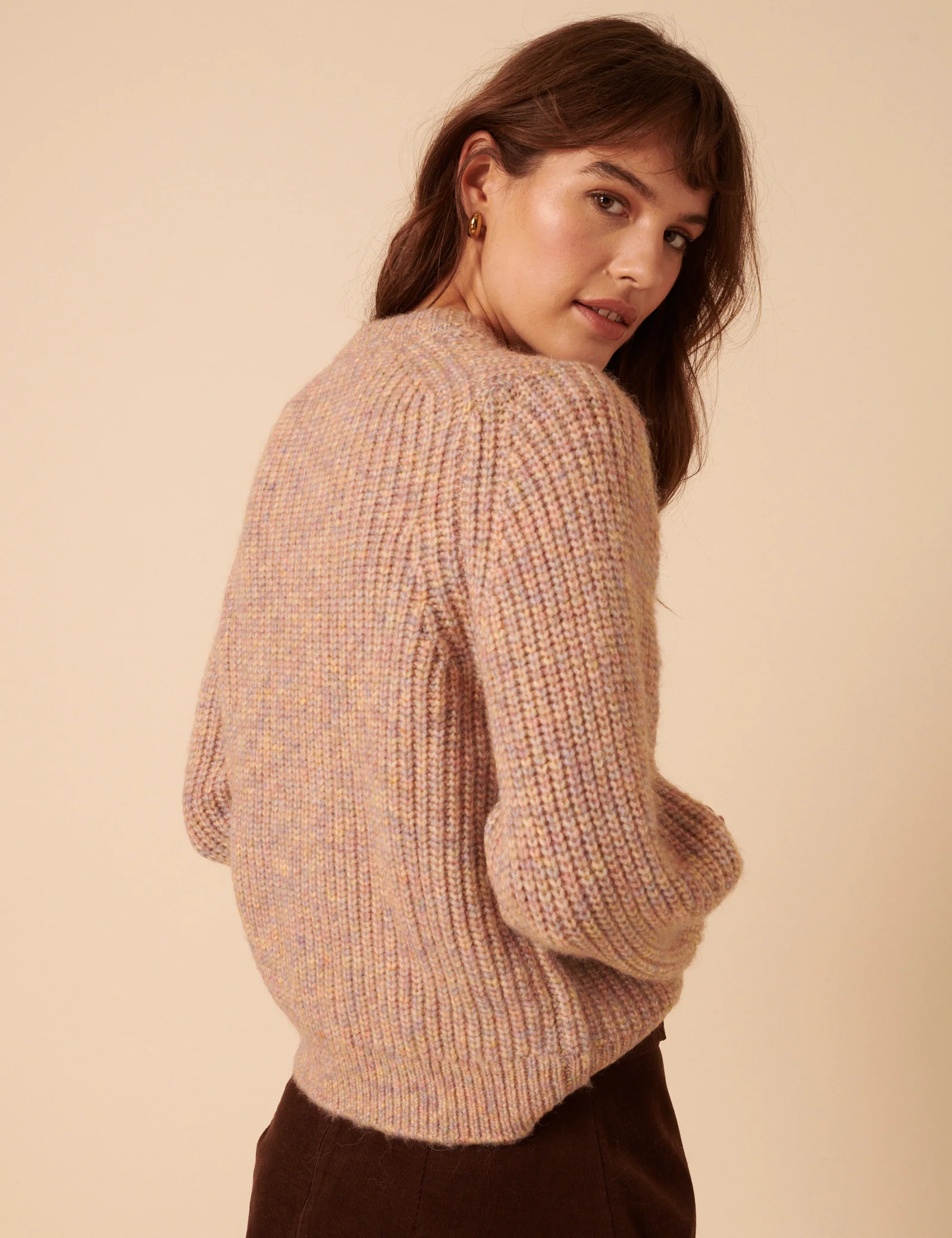 Soft Pink Multi Stitch Chunky Jumper - Image 3