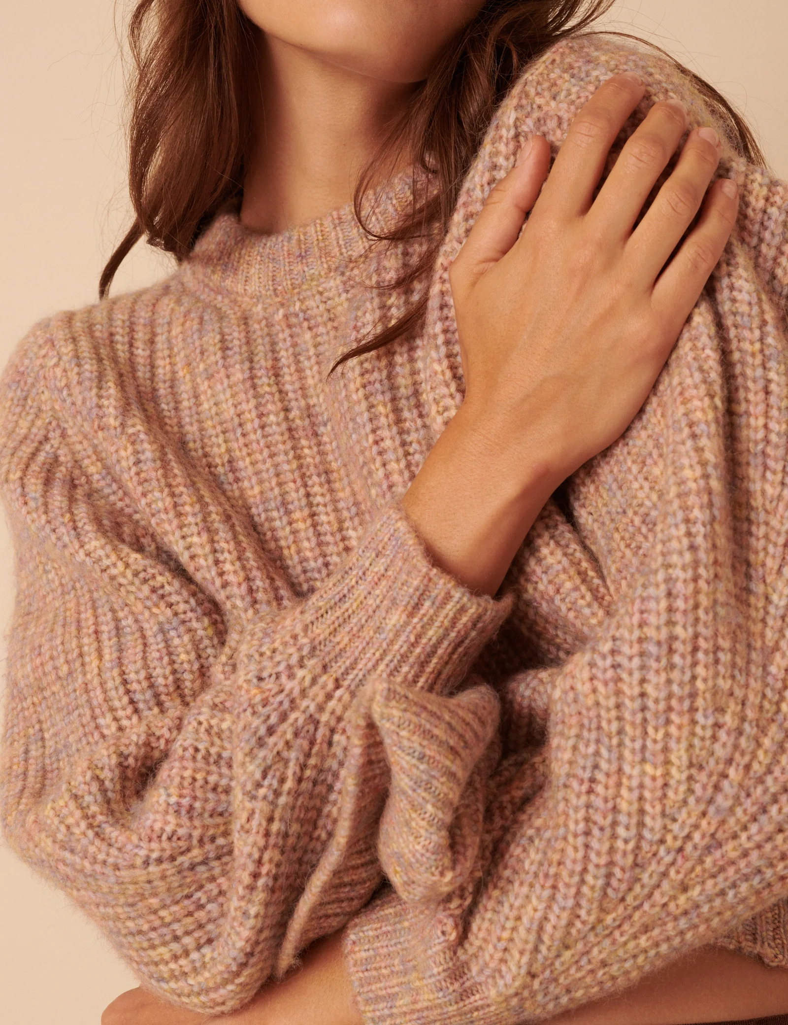 Soft Pink Multi Stitch Chunky Jumper - Image 4
