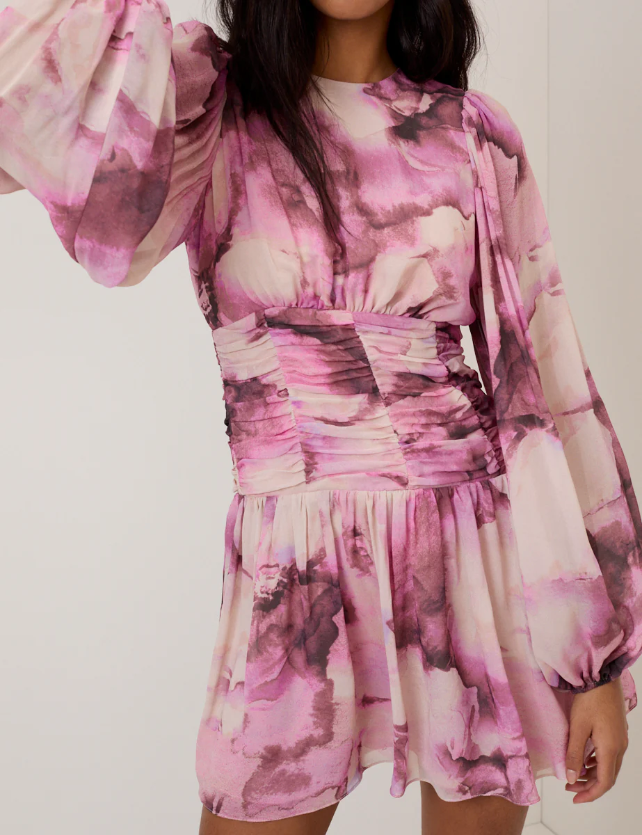 Pink Watercolour Floral Reese Mini Dress - Image 4