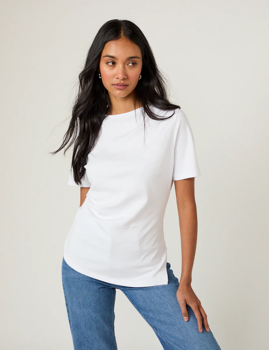 White Pleated T-Shirt - Image 3