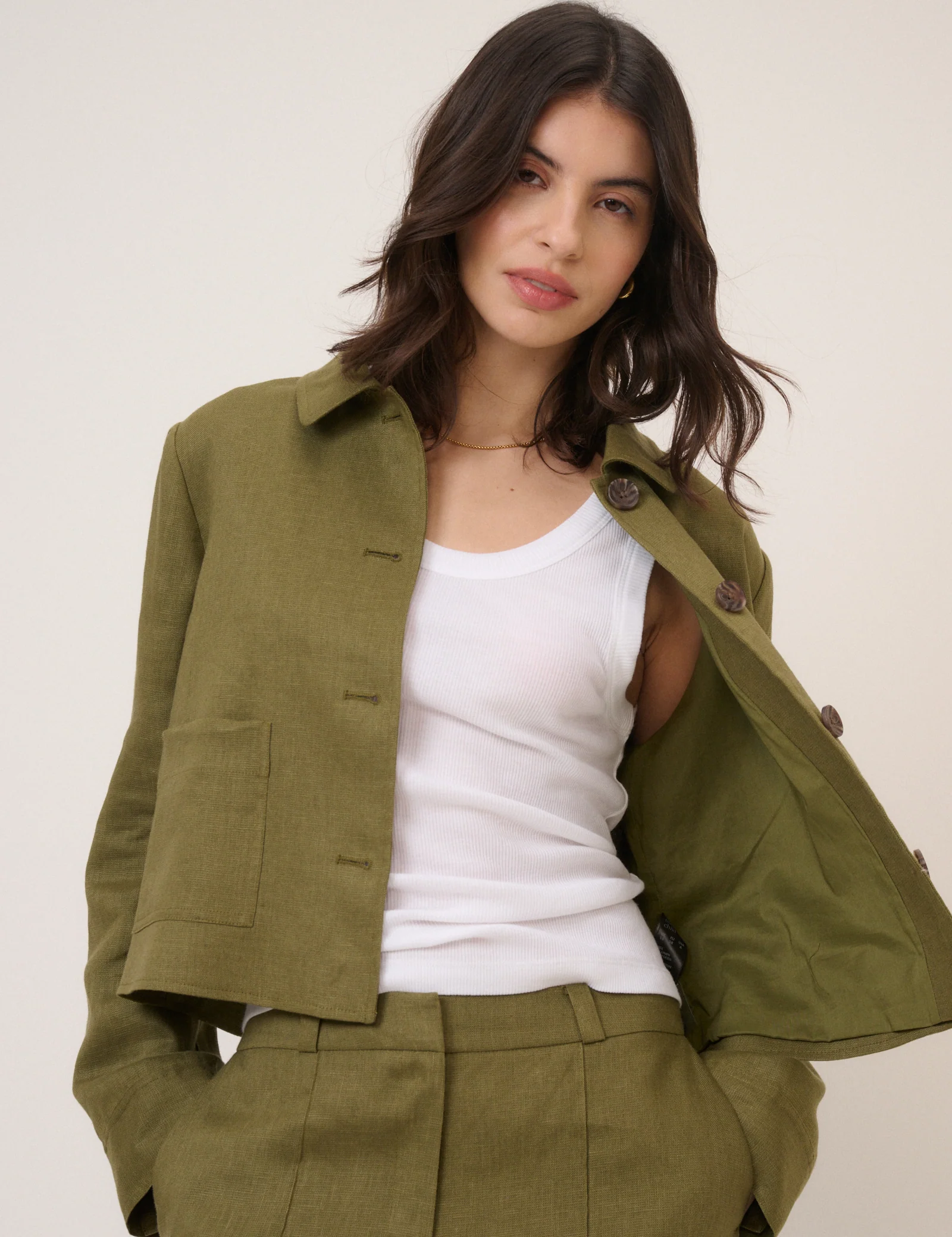 Khaki Pocket Front Jacket
