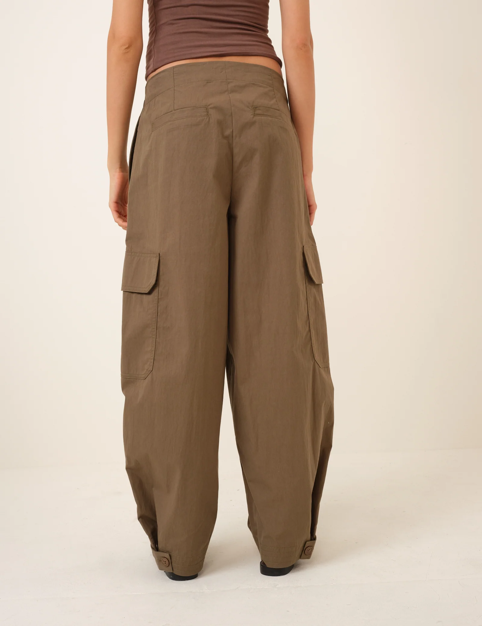 Khaki Barrel Leg Cargo Trousers - Image 5