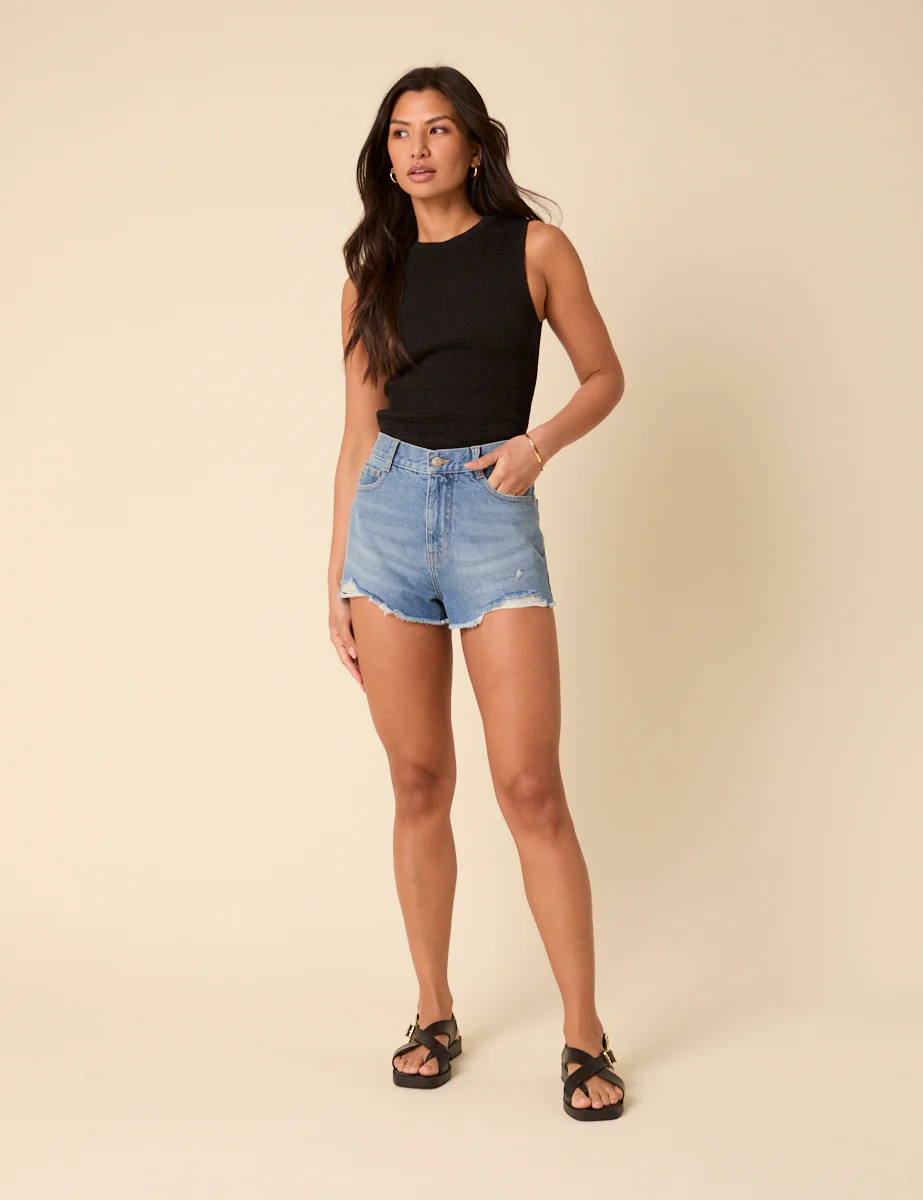 Poppy Delevingne Blue Denim Lola Shorts - Image 4