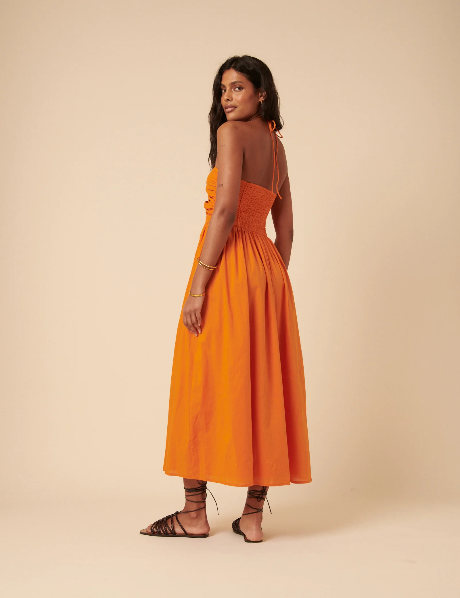 Poppy Delevingne Orange Paula Midi Dress - Image 5