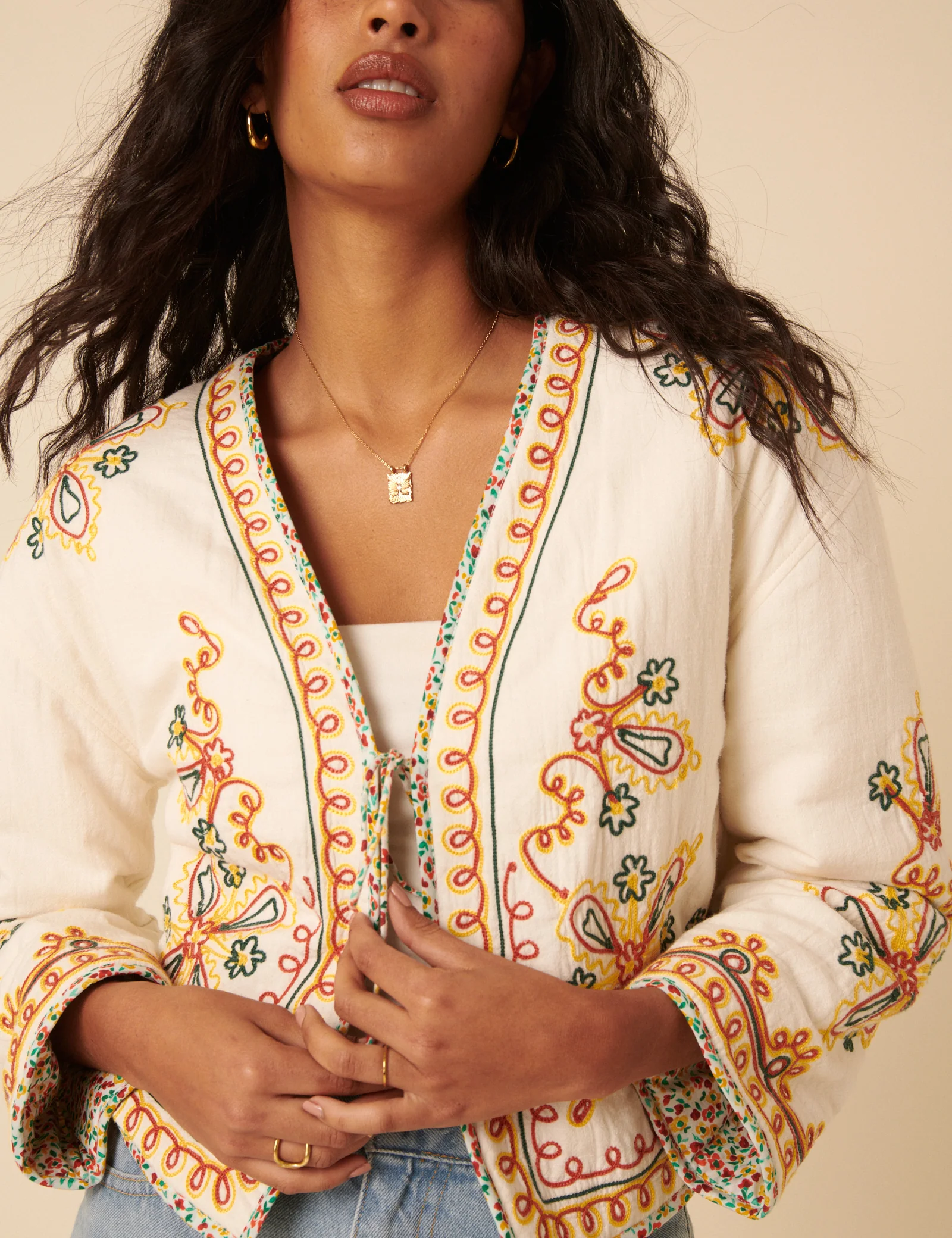 Poppy Delevingne White Embroidered Willow Jacket - Image 2
