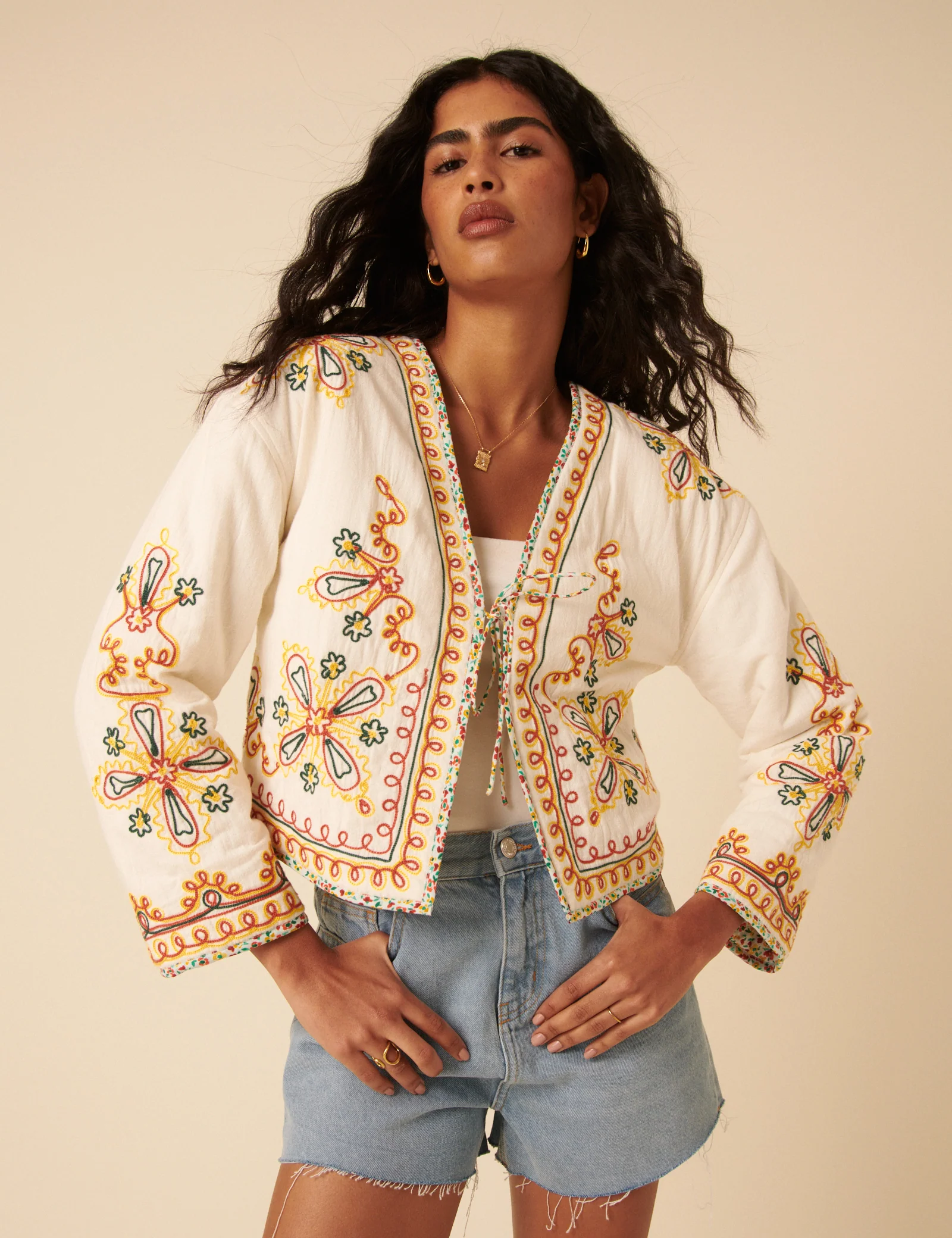 Poppy Delevingne White Embroidered Willow Jacket - Image 3