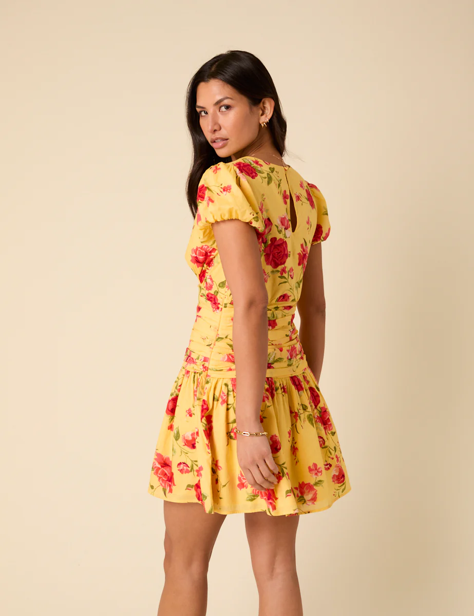 Poppy Delevingne Yellow Floral Noa Mini Dress - Image 5