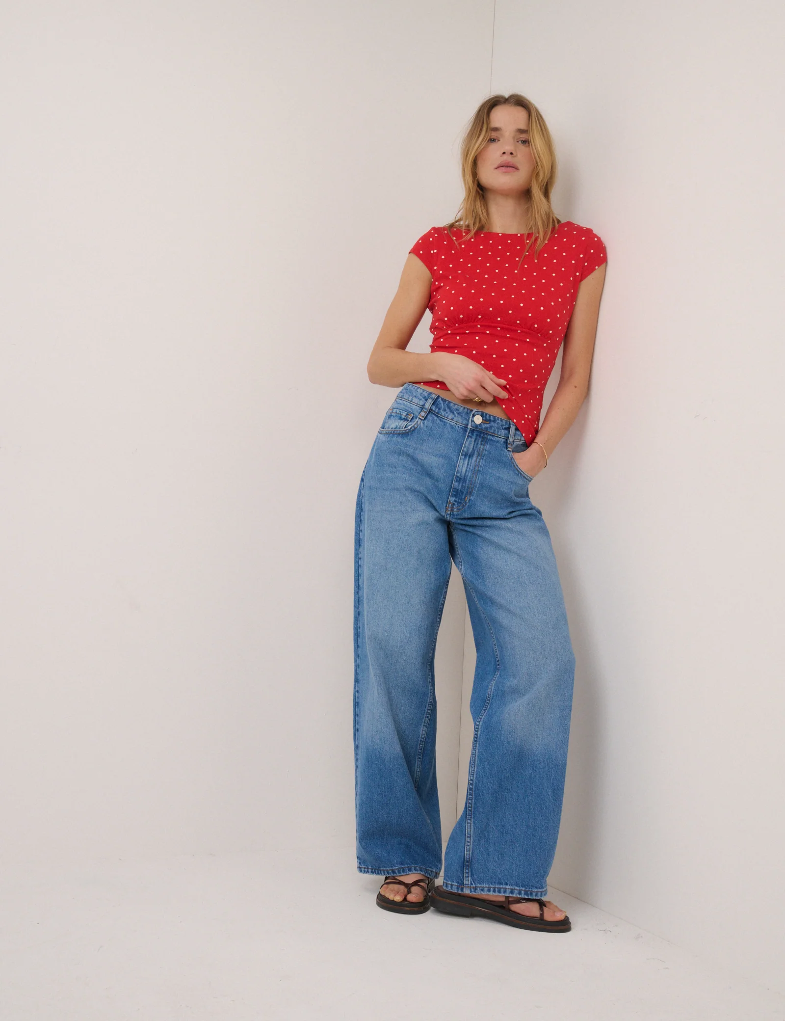 Red Polka Dot Scoop Back Top - Image 4