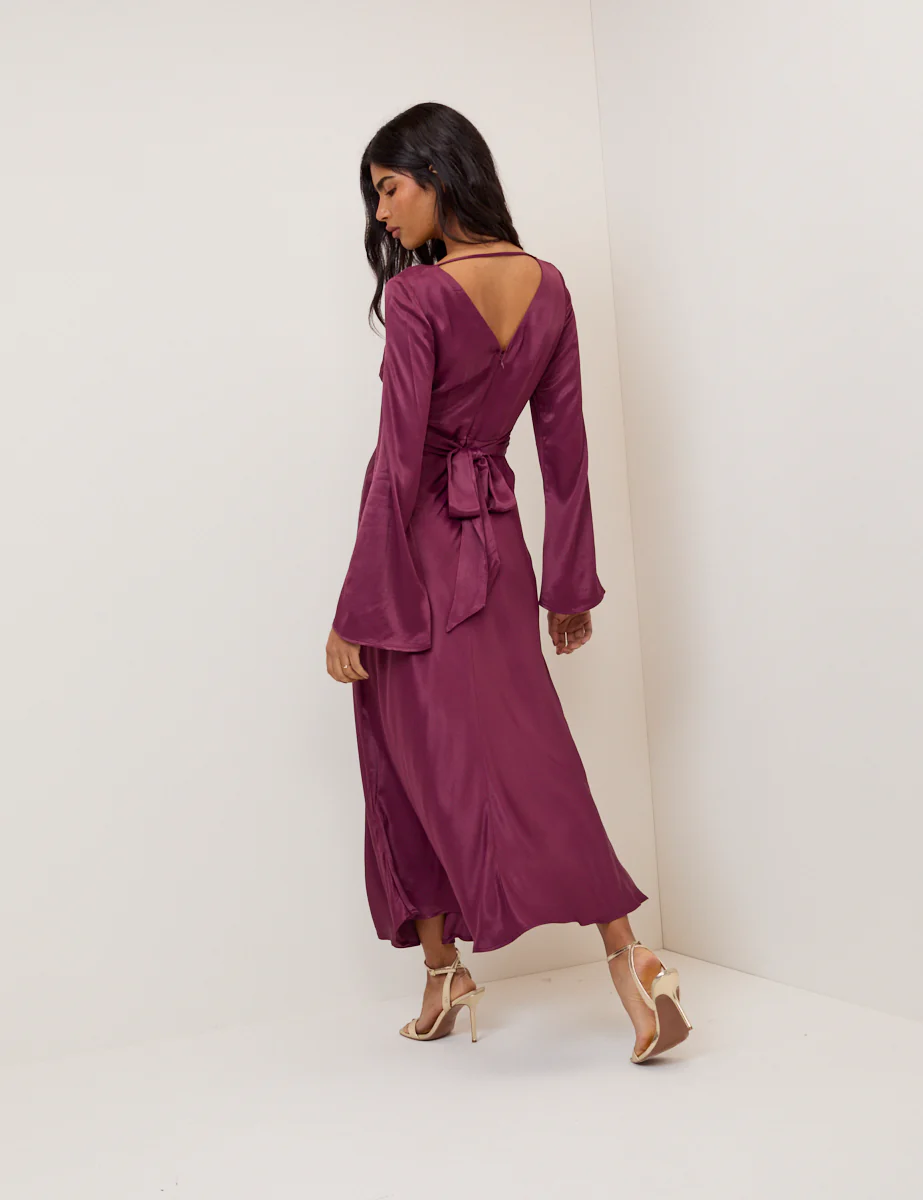 Purple Satin Stella Midi Dress - Image 5
