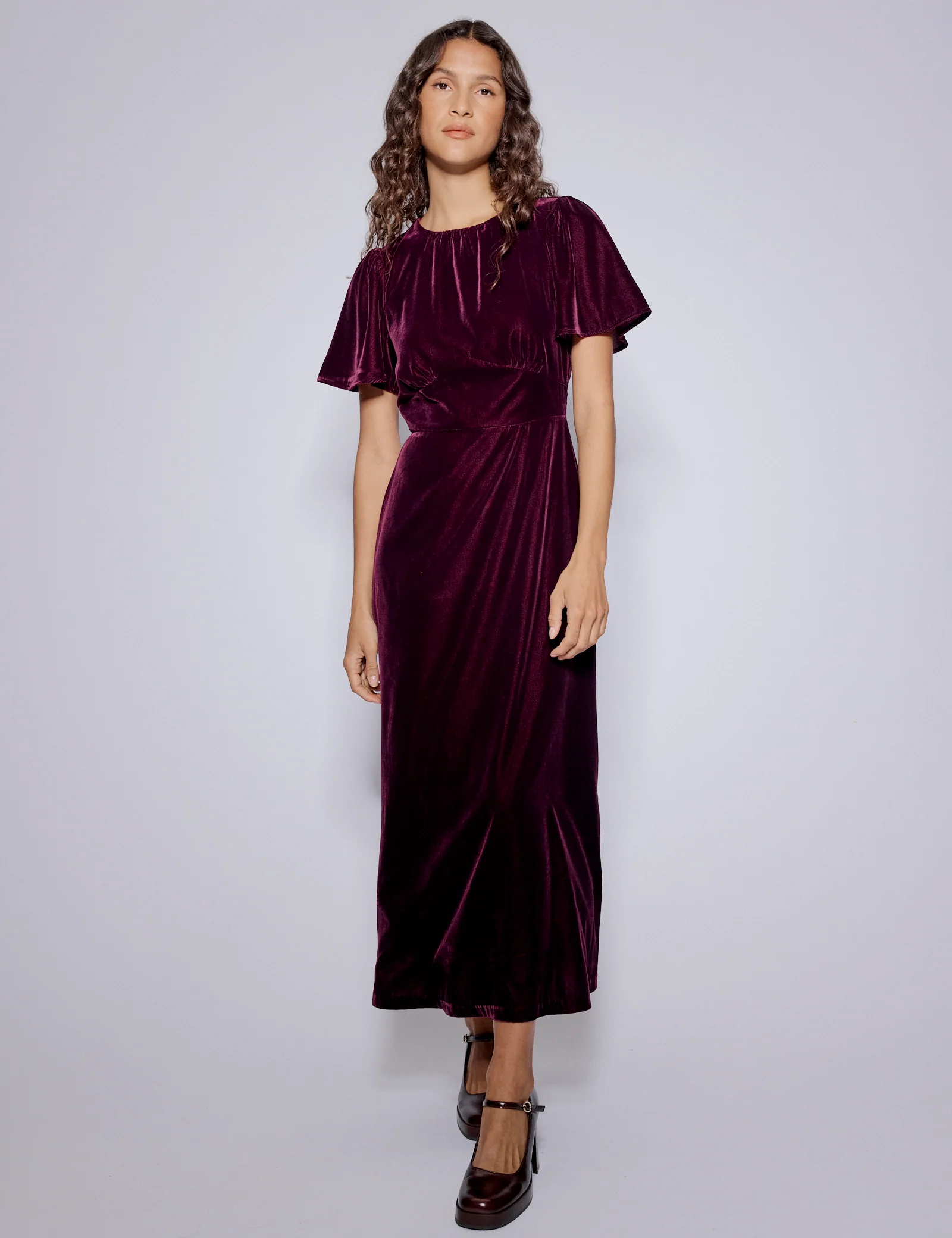 Purple Velvet Allegra Midi Dress
