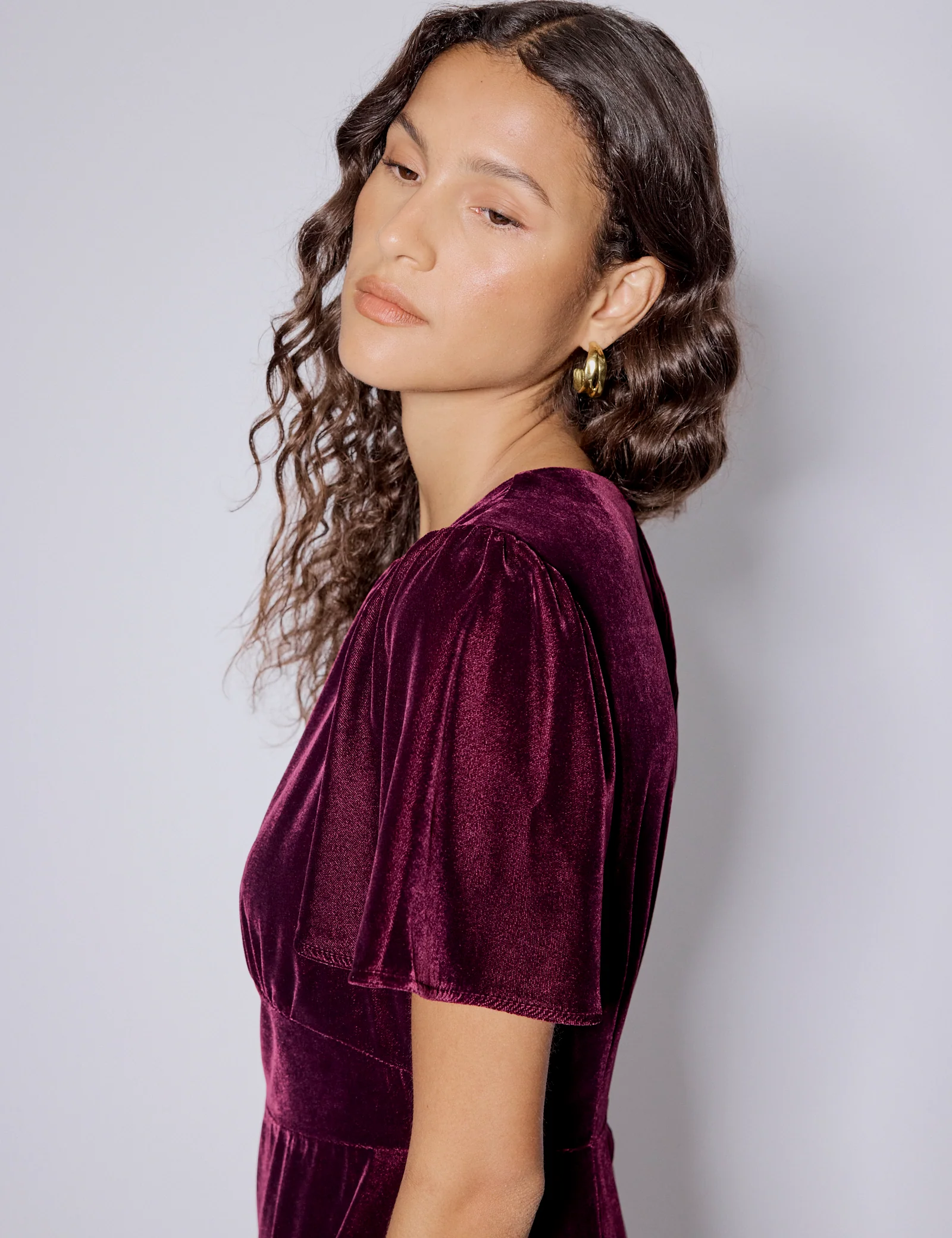 Purple Velvet Allegra Midi Dress - Image 3