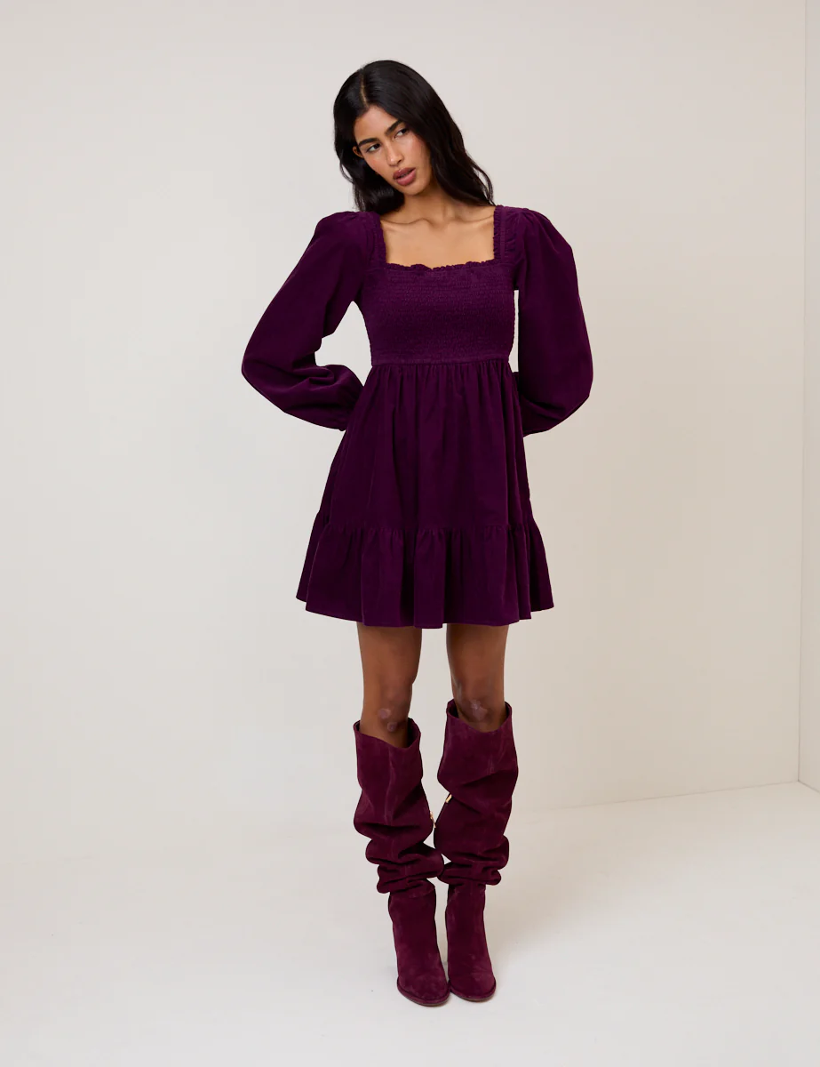 Purple Velvet Elsa Mini Dress - Image 2