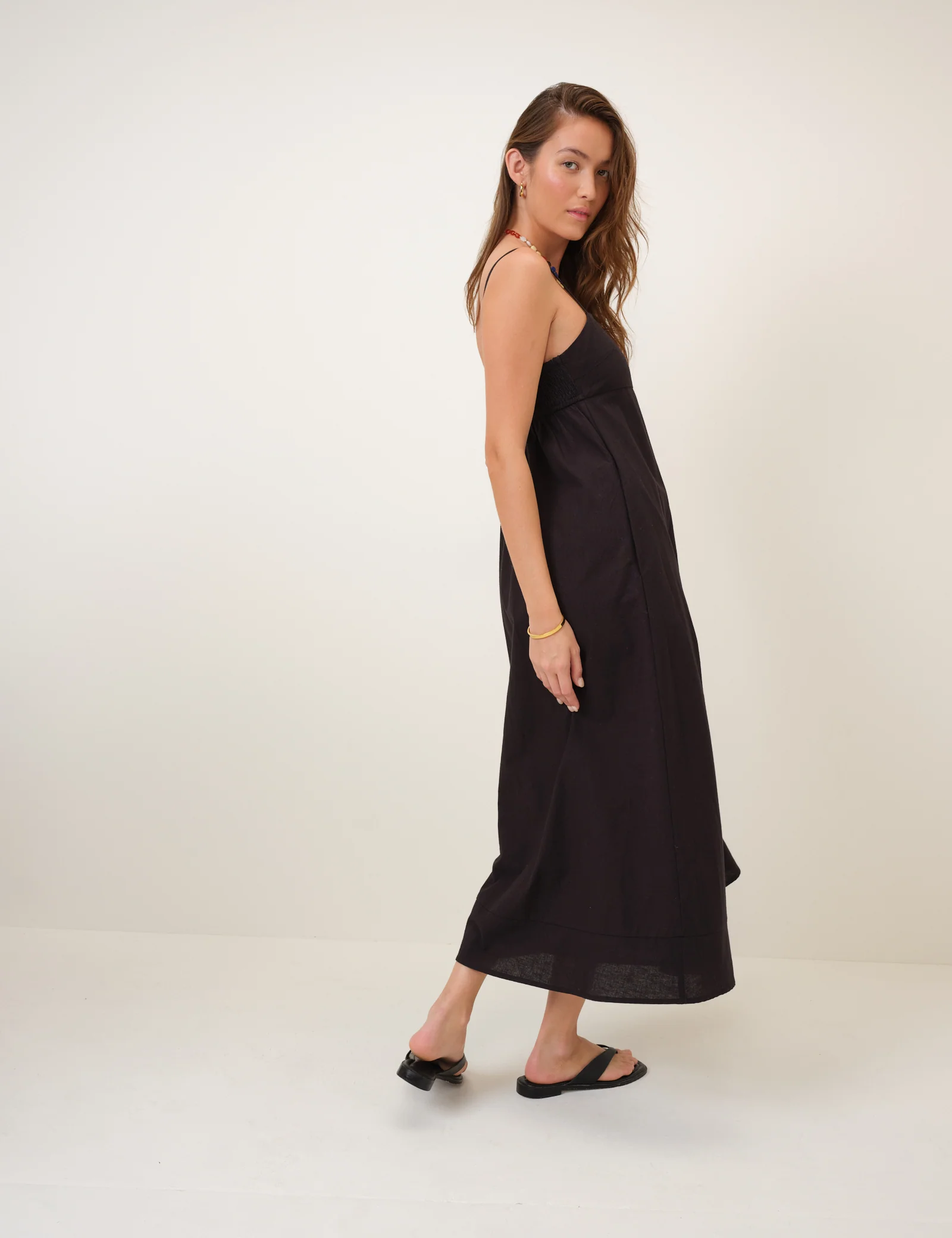 Black Square Neck Rebecca Midi Dress - Image 3