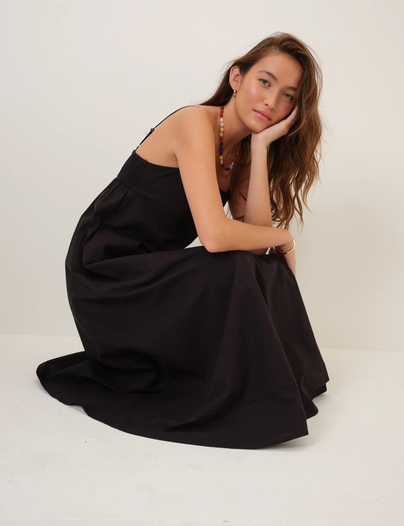 Black Square Neck Rebecca Midi Dress - Image 4